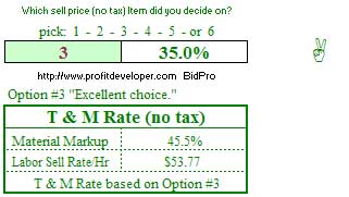 Margins Sheet Option Choice