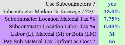 Subcontractor setup