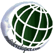 Link to Contact - Profit Developer logo - woman's face on moon crescent looking right at green earth 